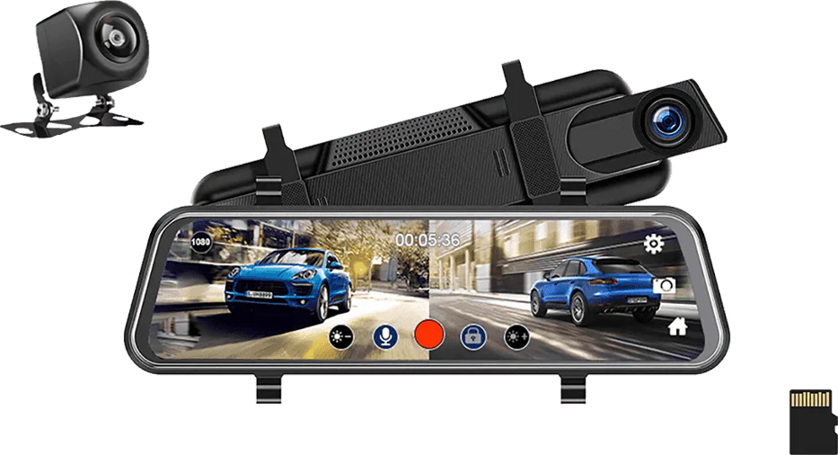 RoadFame Touchscreen Mirror Dash Cam – Full HD Front & Rear Camera