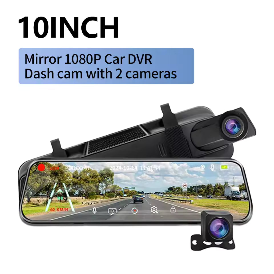 RoadFame Touchscreen Mirror Dash Cam – Full HD Front & Rear Camera