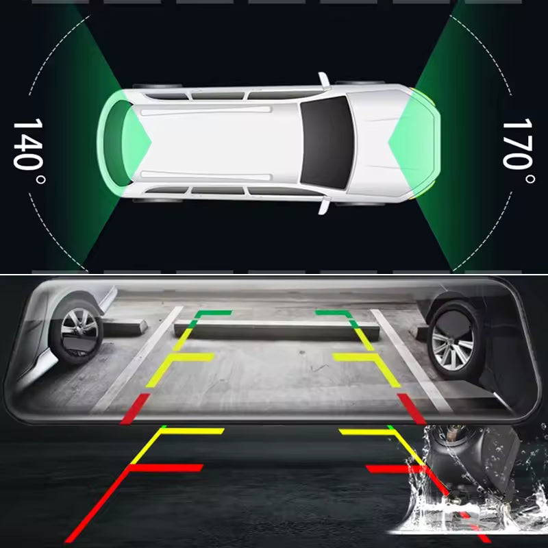 RoadFame Touchscreen Mirror Dash Cam – Full HD Front & Rear Camera
