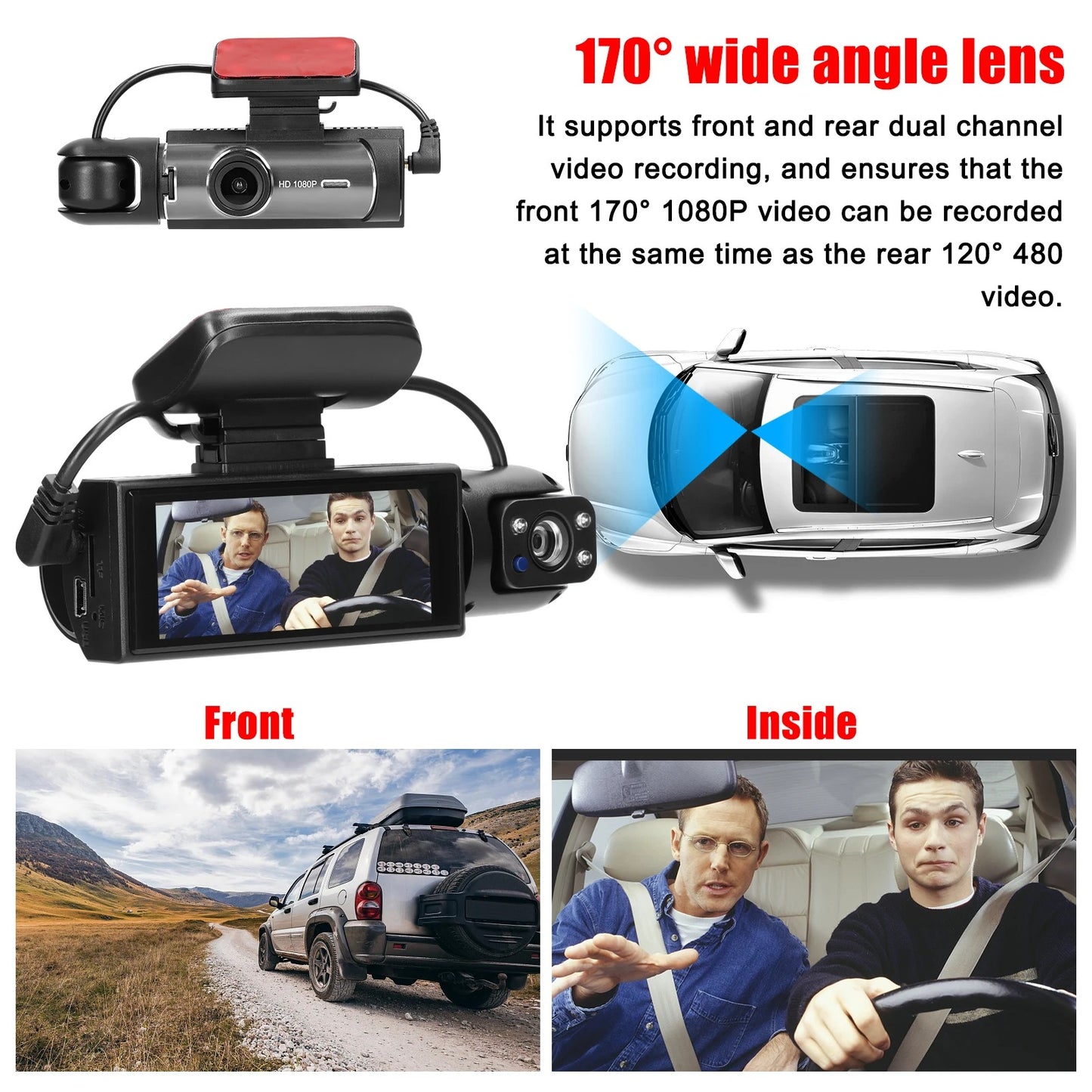 RoadFame Full HD Dual Dash Cam – WiFi & Night Vision