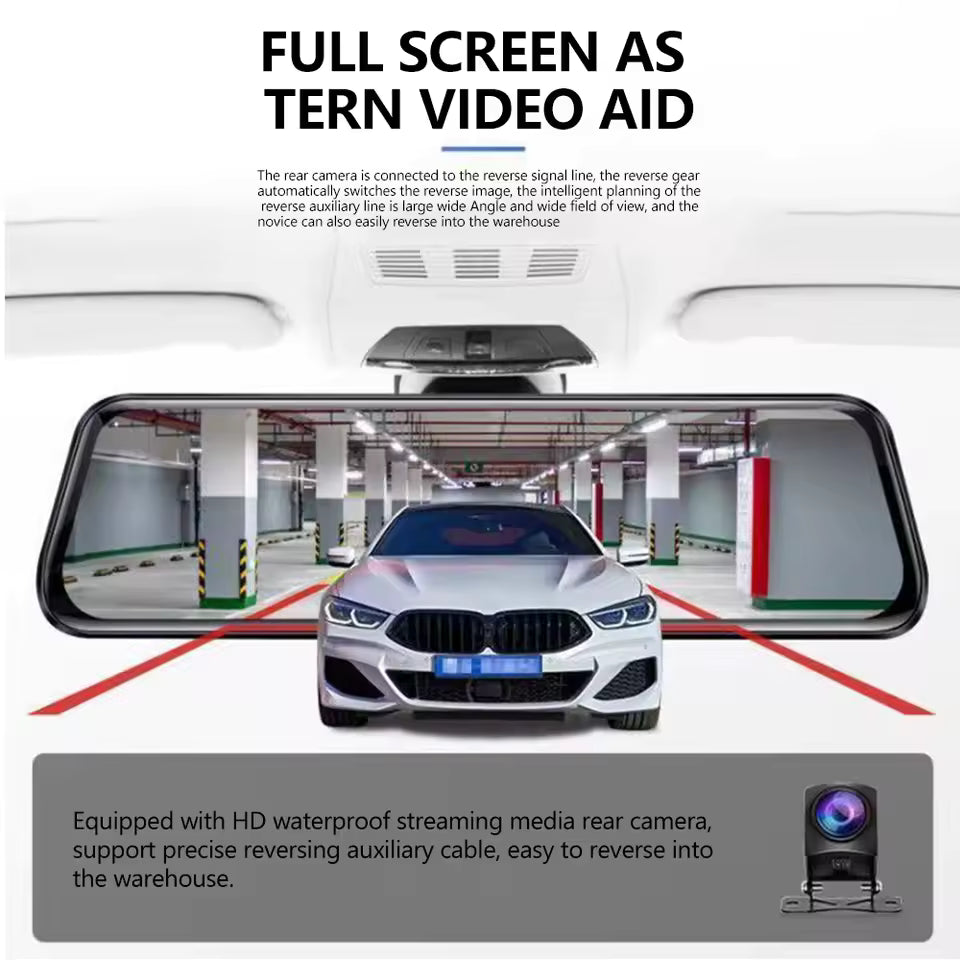 RoadFame Touchscreen Mirror Dash Cam – Full HD Front & Rear Camera