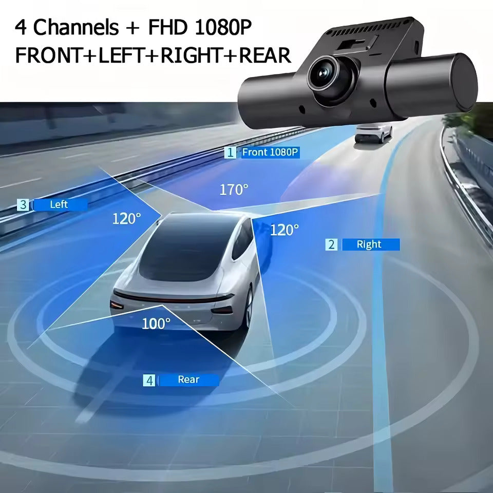 RoadFame 4-Channel Dash Cam – 1080p Recording with Night Vision & HDR