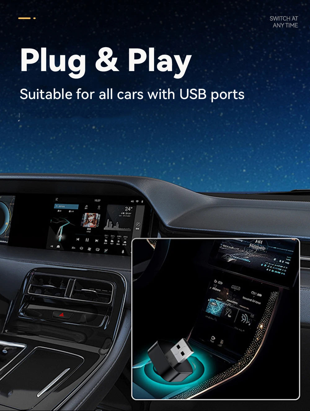RoadFame Wireless CarPlay & Android Auto Adapter | Plug & Play