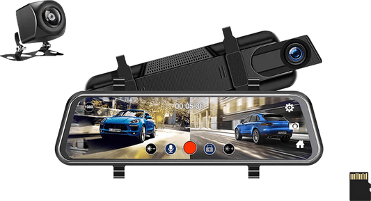 RoadFame Touchscreen Mirror Dash Cam – Full HD Front & Rear Camera